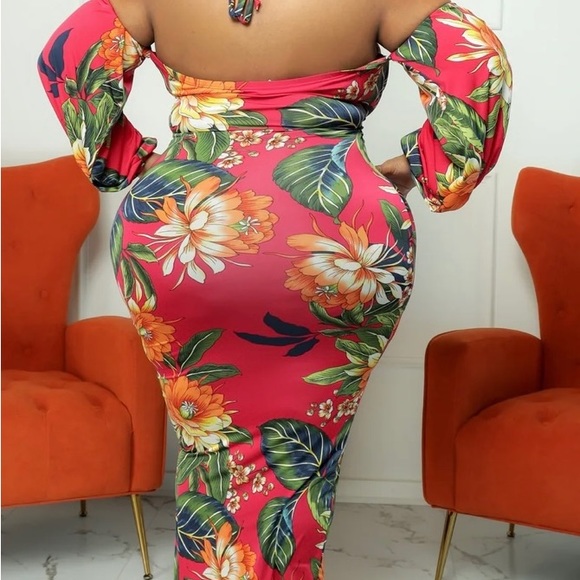 Brand New!  Floral Halter Dress w Pull On Sleeves, Sz 3X - Picture 5 of 5